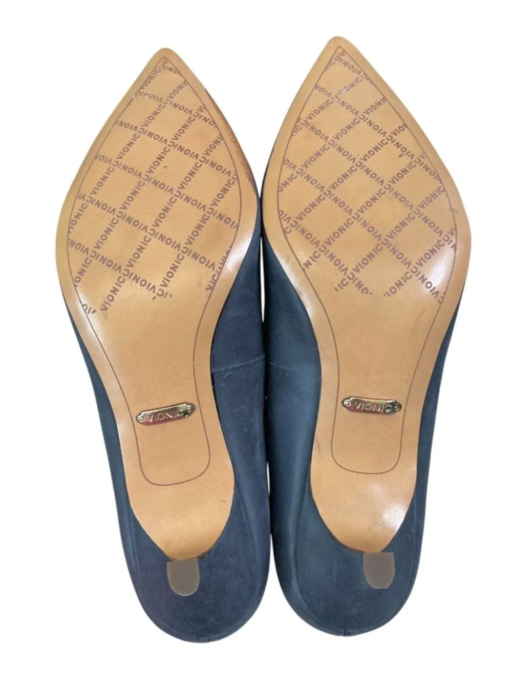 Vionic Josie Navy Suede Leather Kitten Heels Pumps Orthotic Sz 7.5 NWOB
